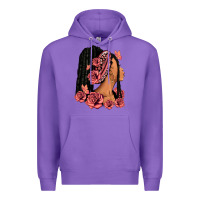 Purple Pink roses afro woman Premium Hoodie - RanaPortraitStore