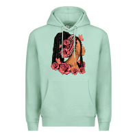 Seafoam Pink roses afro woman Premium Hoodie - RanaPortraitStore