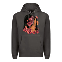 Smoke Pink roses afro woman Premium Hoodie - RanaPortraitStore