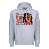 Heather Grey She has fire in her soul afro woman Premium Hoodie - RanaPortraitStore