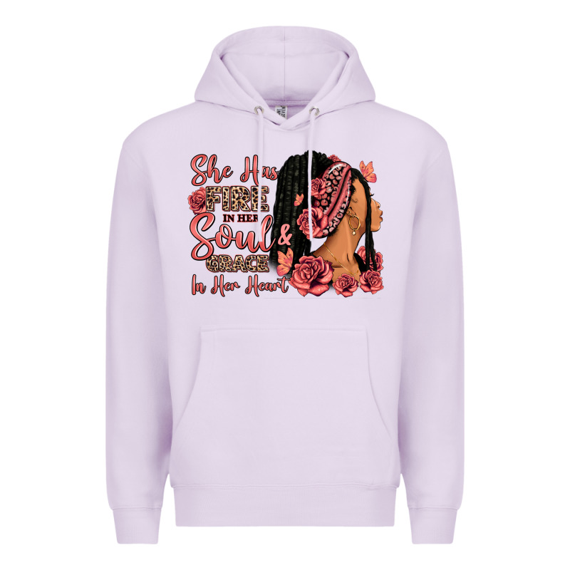 She Has Fire In Her Soul Afro Woman Premium Hoodie by RanaPortraitStore | Teevron