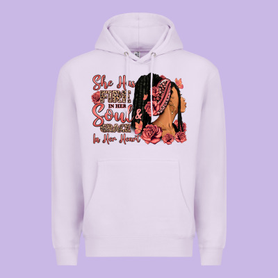 She Has Fire In Her Soul Afro Woman Premium Hoodie Designed By Ranaportraitstore