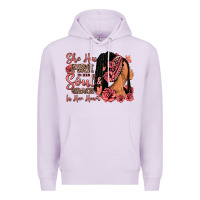 Lilac She has fire in her soul afro woman Premium Hoodie - RanaPortraitStore