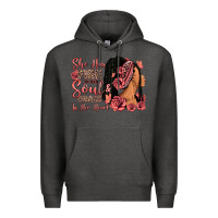 Charcoal Heather She has fire in her soul afro woman Premium Hoodie - RanaPortraitStore