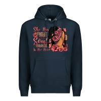 Navy She has fire in her soul afro woman Premium Hoodie - RanaPortraitStore