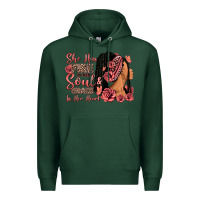 Sports Green She has fire in her soul afro woman Premium Hoodie - RanaPortraitStore