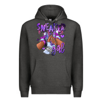 Charcoal Heather Purple galaxy sneaker girl Premium Hoodie - RanaPortraitStore