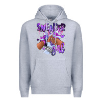 Heather Grey Purple galaxy sneaker girl Premium Hoodie - RanaPortraitStore