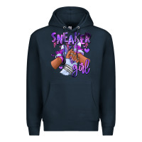 Navy Purple galaxy sneaker girl Premium Hoodie - RanaPortraitStore
