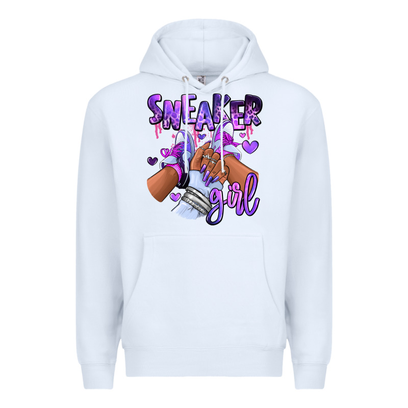 Purple Galaxy Sneaker Girl Premium Hoodie by RanaPortraitStore | Teevron