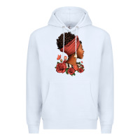White She who kneels before god can stand before anyone Premium Hoodie - RanaPortraitStore
