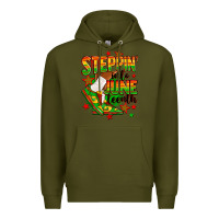 Army Green Steppin' into Juneteenth Premium Hoodie - RanaPortraitStore