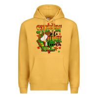 Mustard Steppin' into Juneteenth Premium Hoodie - RanaPortraitStore