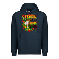 Navy Steppin' into Juneteenth Premium Hoodie - RanaPortraitStore