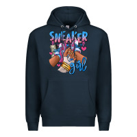 Navy Sneaker girl afro woman Premium Hoodie - RanaPortraitStore