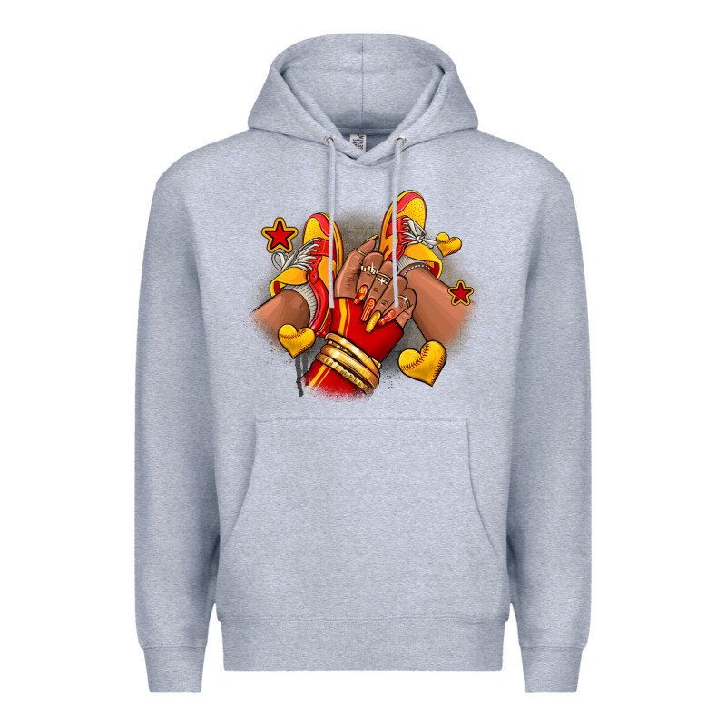 Softball Afro Girl Sneakers Premium Hoodie by RanaPortraitStore | Teevron