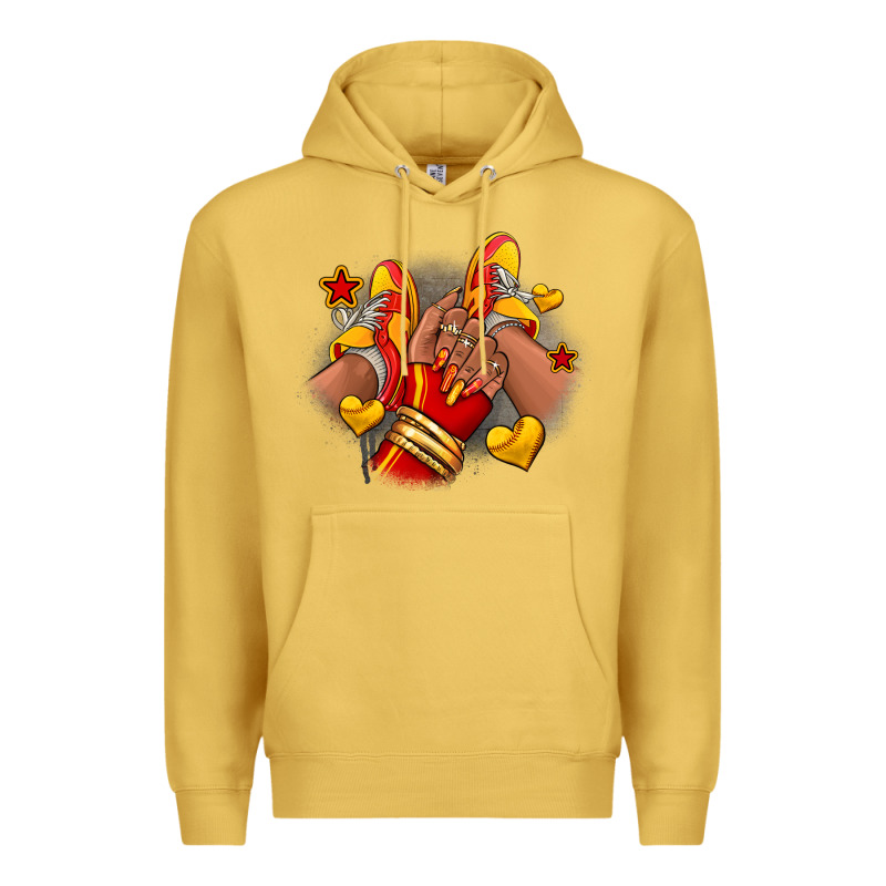 Softball Afro Girl Sneakers Premium Hoodie by RanaPortraitStore | Teevron