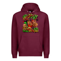 Burgundy Steppin' into Juneteenth sneaker and heel afro wom Premium Hoodie - RanaPortraitStore