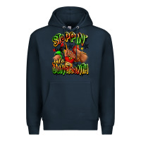 Navy Steppin' into Juneteenth sneaker and heel afro wom Premium Hoodie - RanaPortraitStore