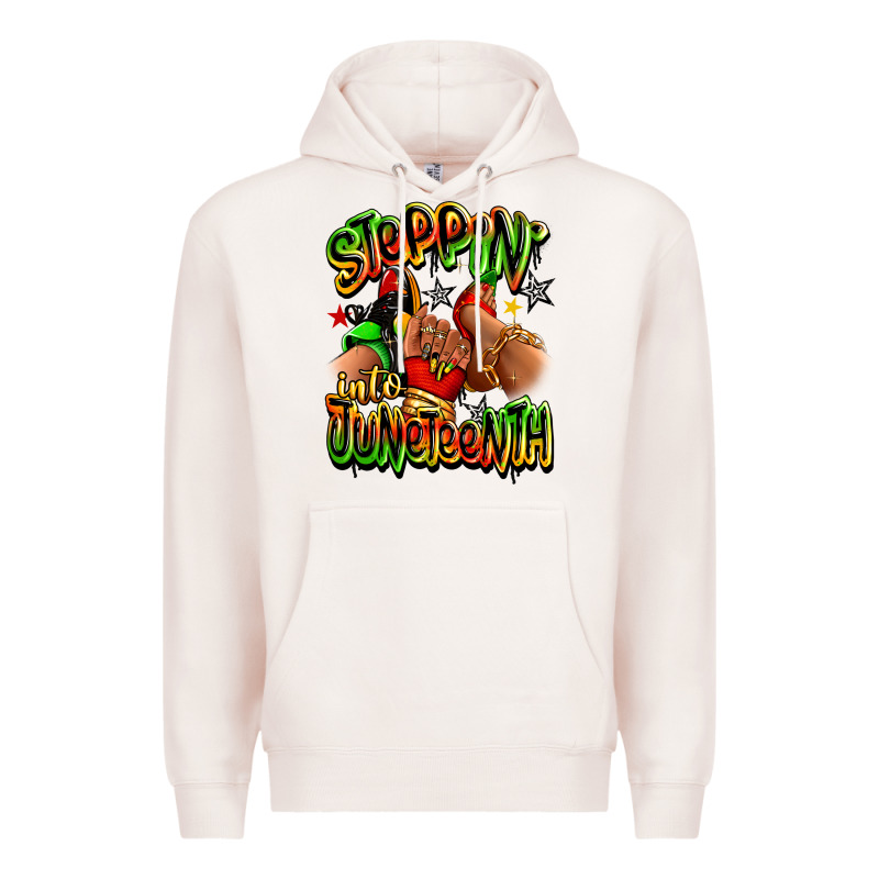 Steppin' Into Juneteenth Sneaker And Heel Afro Wom Premium Hoodie by RanaPortraitStore | Teevron