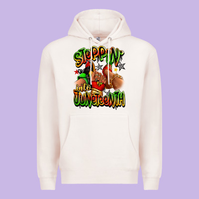 Steppin' Into Juneteenth Sneaker And Heel Afro Wom Premium Hoodie Designed By Ranaportraitstore