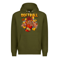 Army Green Softball life afro girl sneakers Premium Hoodie - RanaPortraitStore