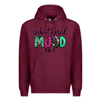 Burgundy Unbothered mood 24:7 Premium Hoodie - RanaPortraitStore