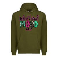 Army Green Unbothered mood 24:7 Premium Hoodie - RanaPortraitStore