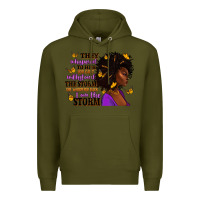 Army Green They whispered to her afro woman Premium Hoodie - RanaPortraitStore