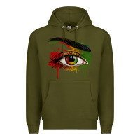 Army Green Watercolor Juneteenth eyes Premium Hoodie - RanaPortraitStore