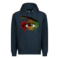Navy Watercolor Juneteenth eyes Premium Hoodie - RanaPortraitStore