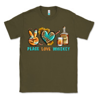 Army Green Peace Love Whiskey Classic Tee - BundleAndBundleShop