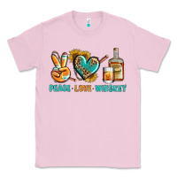 Bubblegum Pink Peace Love Whiskey Classic Tee - BundleAndBundleShop