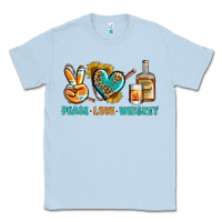 Dusty Blue Peace Love Whiskey Classic Tee - BundleAndBundleShop
