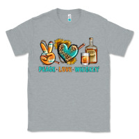 Heather Grey Peace Love Whiskey Classic Tee - BundleAndBundleShop