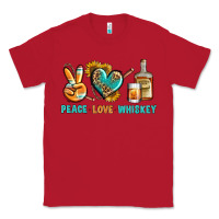 Red Peace Love Whiskey Classic Tee - BundleAndBundleShop