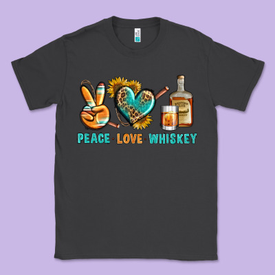 Peace Love Whiskey Classic Tee Designed By Bundleandbundleshop