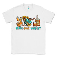 White Peace Love Whiskey Classic Tee - BundleAndBundleShop