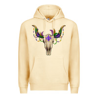 Pina Colada Mardi Gras Bull Skull Premium Hoodie - RanaPortraitStore