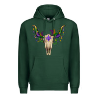 Sports Green Mardi Gras Bull Skull Premium Hoodie - RanaPortraitStore