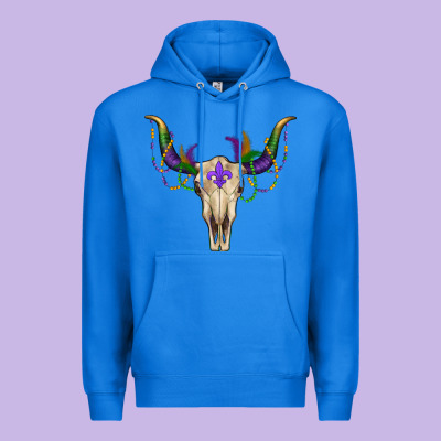 Mardi Gras Bull Skull Premium Hoodie Designed By Ranaportraitstore