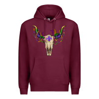Burgundy Mardi Gras Bull Skull Premium Hoodie - RanaPortraitStore
