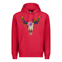 Cardinal Mardi Gras Bull Skull Premium Hoodie - RanaPortraitStore