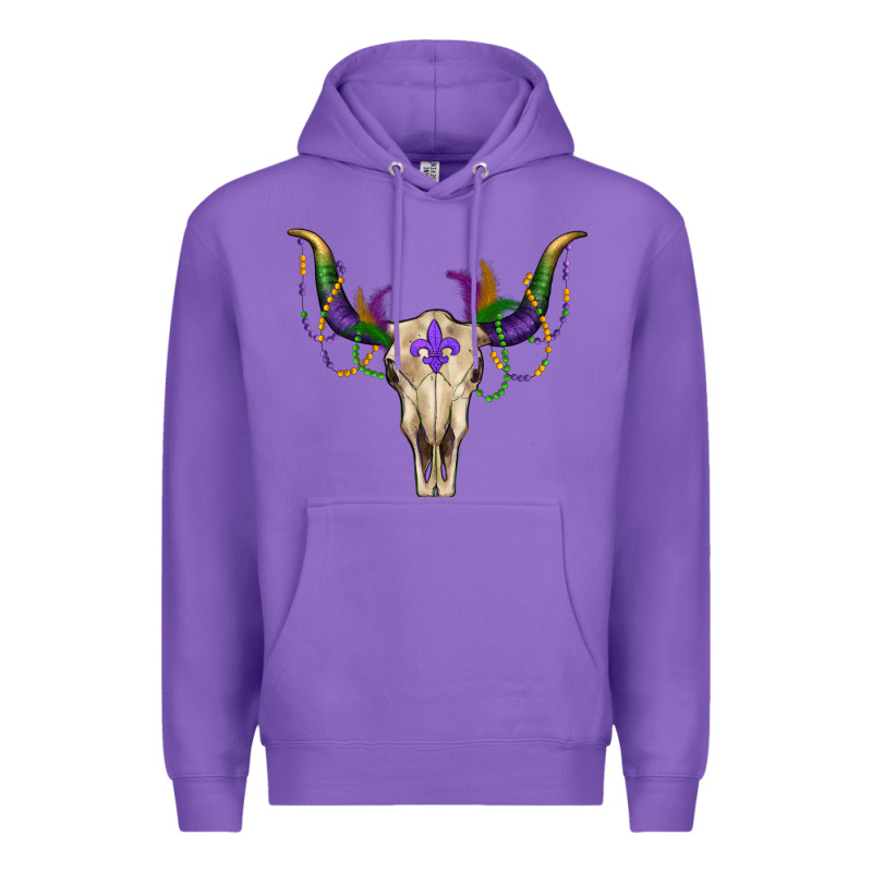 Mardi Gras Bull Skull Premium Hoodie by RanaPortraitStore | Teevron
