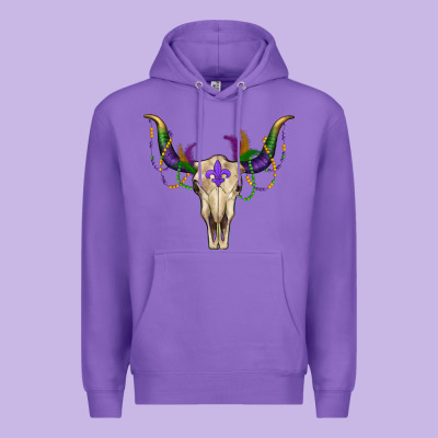 Mardi Gras Bull Skull Premium Hoodie Designed By Ranaportraitstore