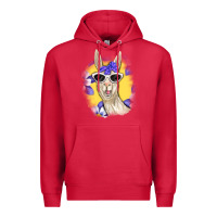 Cardinal Llama With Sunglasses Premium Hoodie - RanaPortraitStore