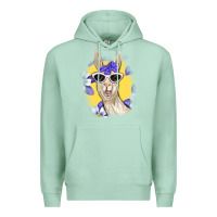 Seafoam Llama With Sunglasses Premium Hoodie - RanaPortraitStore