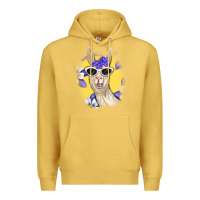 Antique Gold Llama With Sunglasses Premium Hoodie - RanaPortraitStore