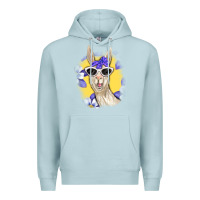 Blue Mist Llama With Sunglasses Premium Hoodie - RanaPortraitStore