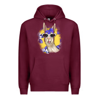 Burgundy Llama With Sunglasses Premium Hoodie - RanaPortraitStore